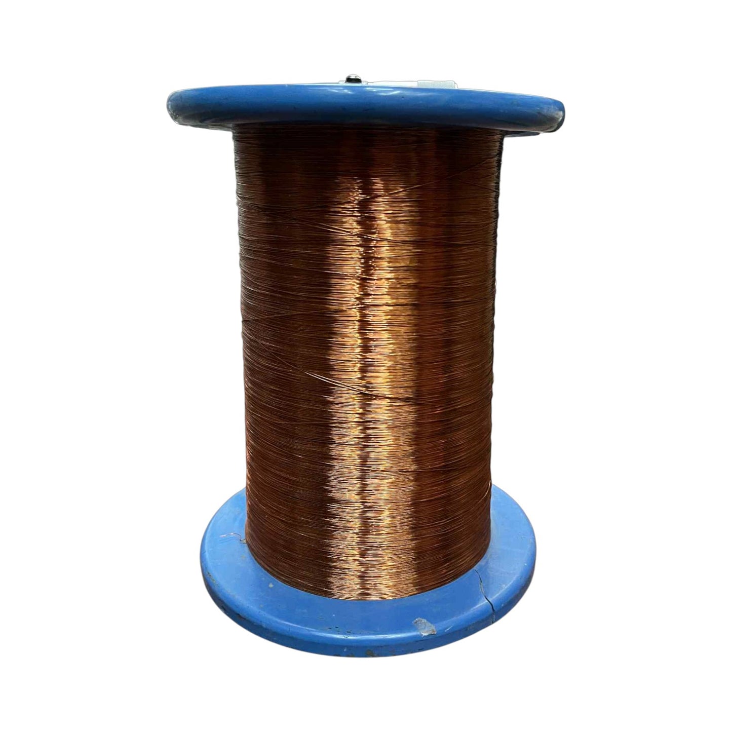 Spool of copper wire on a blue plastic reel against a white background Phillflex 100 Grams Magnet Wire AWG 26 Enameled Copper Wire 0.40mm Heavy Formix Approx 82.65 Meters Per Roll Electx Electrical Supply