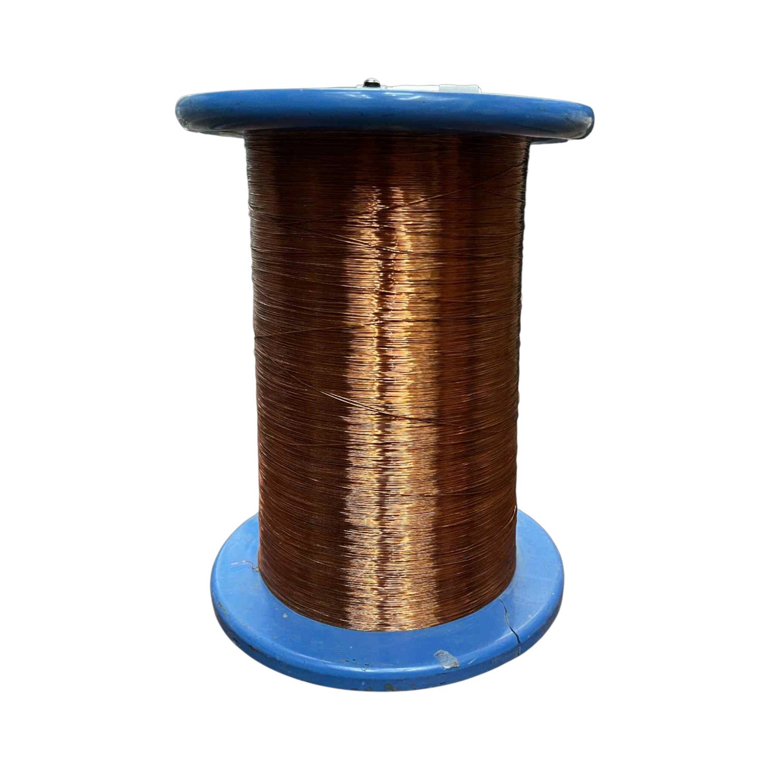 Spool of copper wire on a blue plastic reel against a white background Phillflex 100 Grams Magnet Wire AWG 26 Enameled Copper Wire 0.40mm Heavy Formix Approx 82.65 Meters Per Roll Electx Electrical Supply
