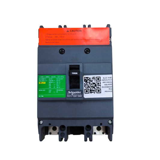 Schneider 160A 2 Pole MCCB Industrial Circuit Breaker Easy Pact Single Phase 36KAIC 250V EZC250H2160