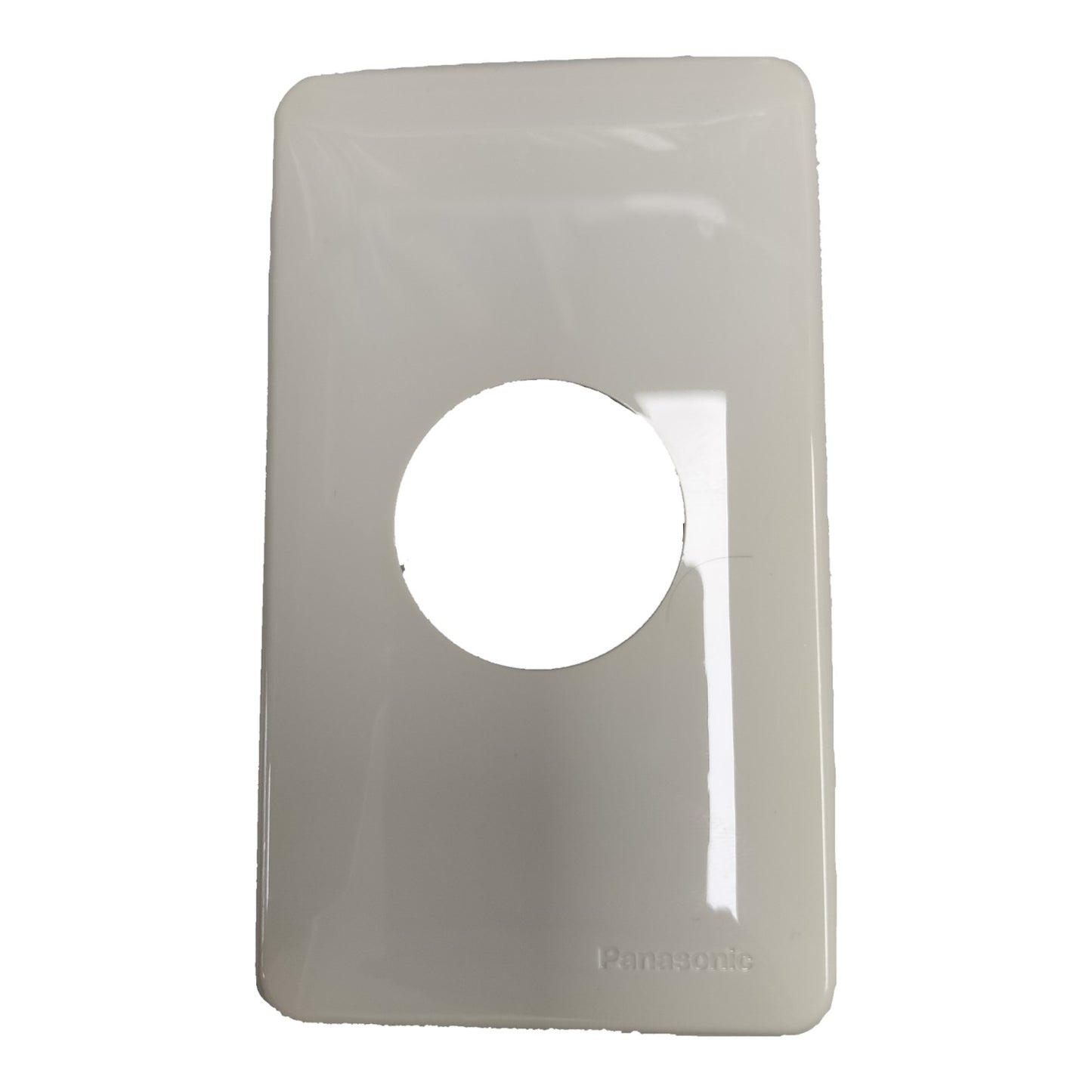 Gray plastic cover with a circular cutout on a white background Plate Cover 35mm Hole , Plate Cover Outlet WNF6253W-8 Electx Electrical Supply