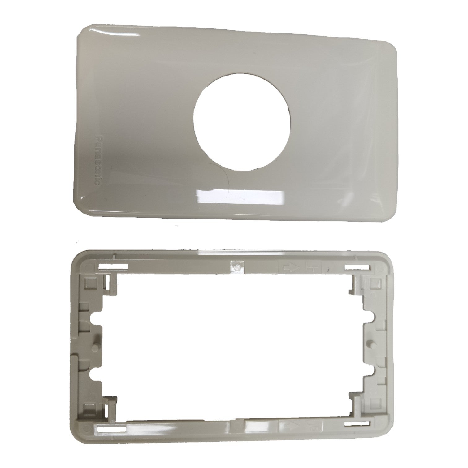 Two gray plastic components on a white background Plate Cover 35mm Hole , Plate Cover Outlet WNF6253W-8 Electx Electrical Supply
