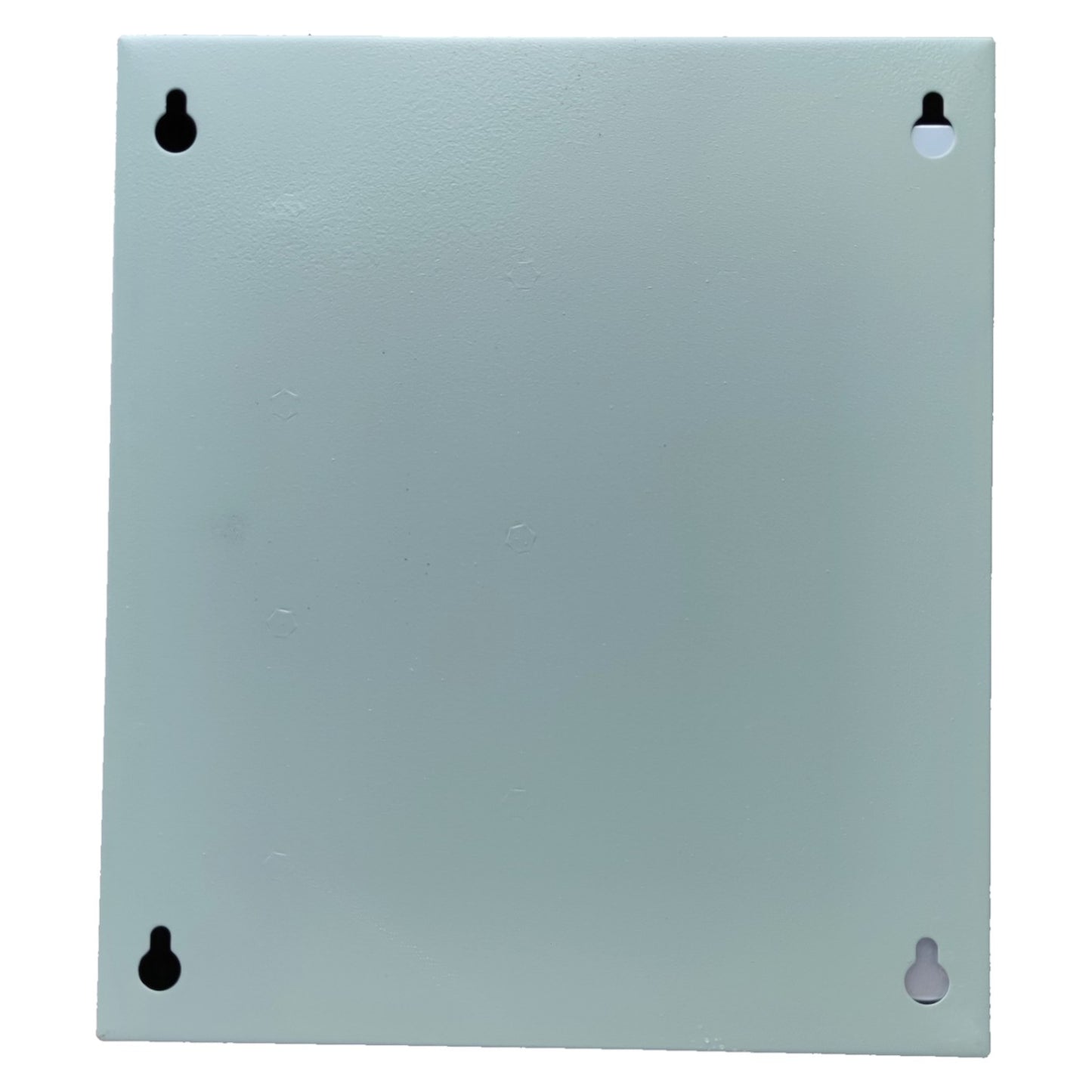 Rectangular glass panel with four black clips on a white background