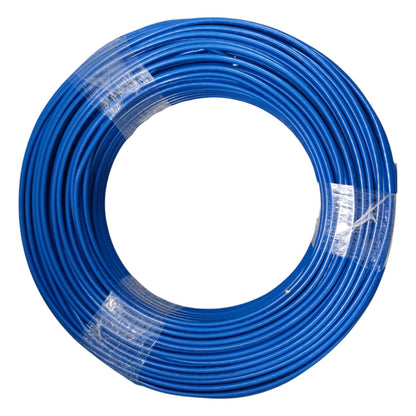 Coiled blue cable on a white background