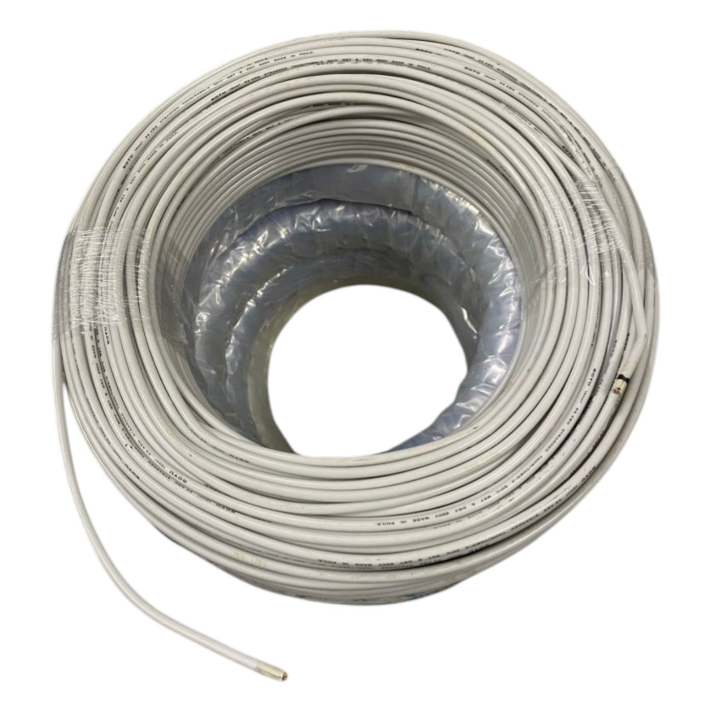 Coiled cable on a white background