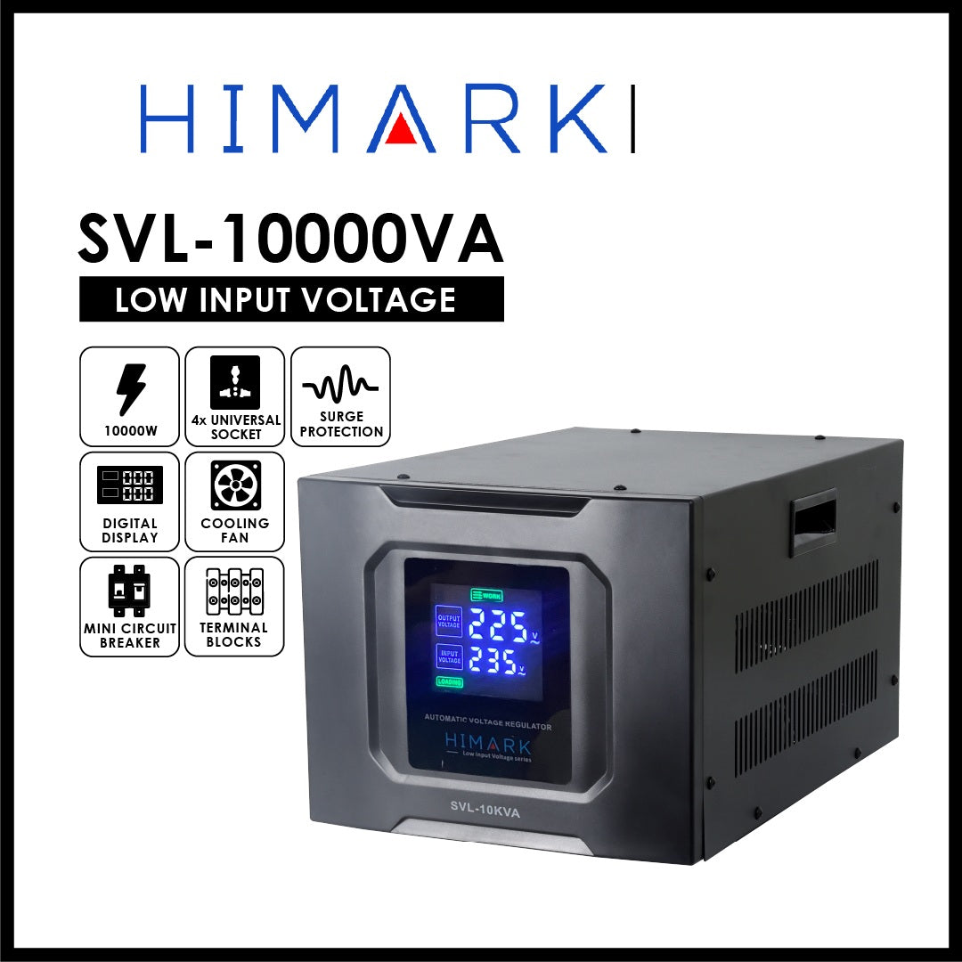 Himark 10000W AVR Low Input Voltage Series ( Pure Black) 90V-240V Input 220V and 110V Output SVL-10000 VA SL