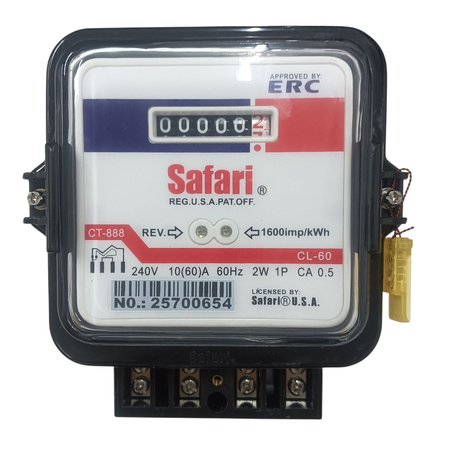 Safari Electric Sub Meter, KWH Single Phase Electric Meter 10(60)A 60HZ 220V 2W CT888