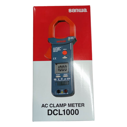 Sanwa AC Clamp Meter DCL1000 packaging on a white background Sanwa DCL 1000 Digital Clamp Tester 1000A AC Clamp Ammeter 600V AC Electx Electrical Supply