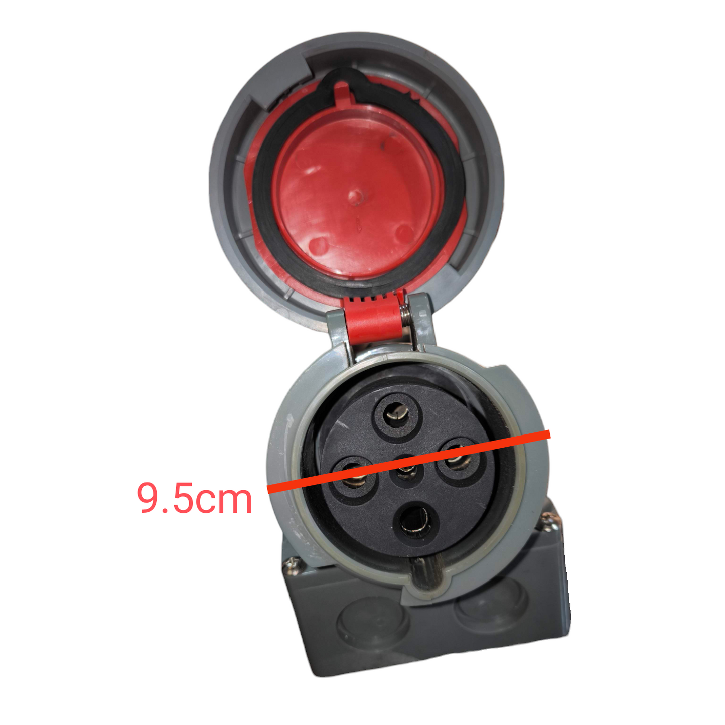 Sassin 4 Pins Industrial Outlet Wall Type with protective red cover for secure electrical connections