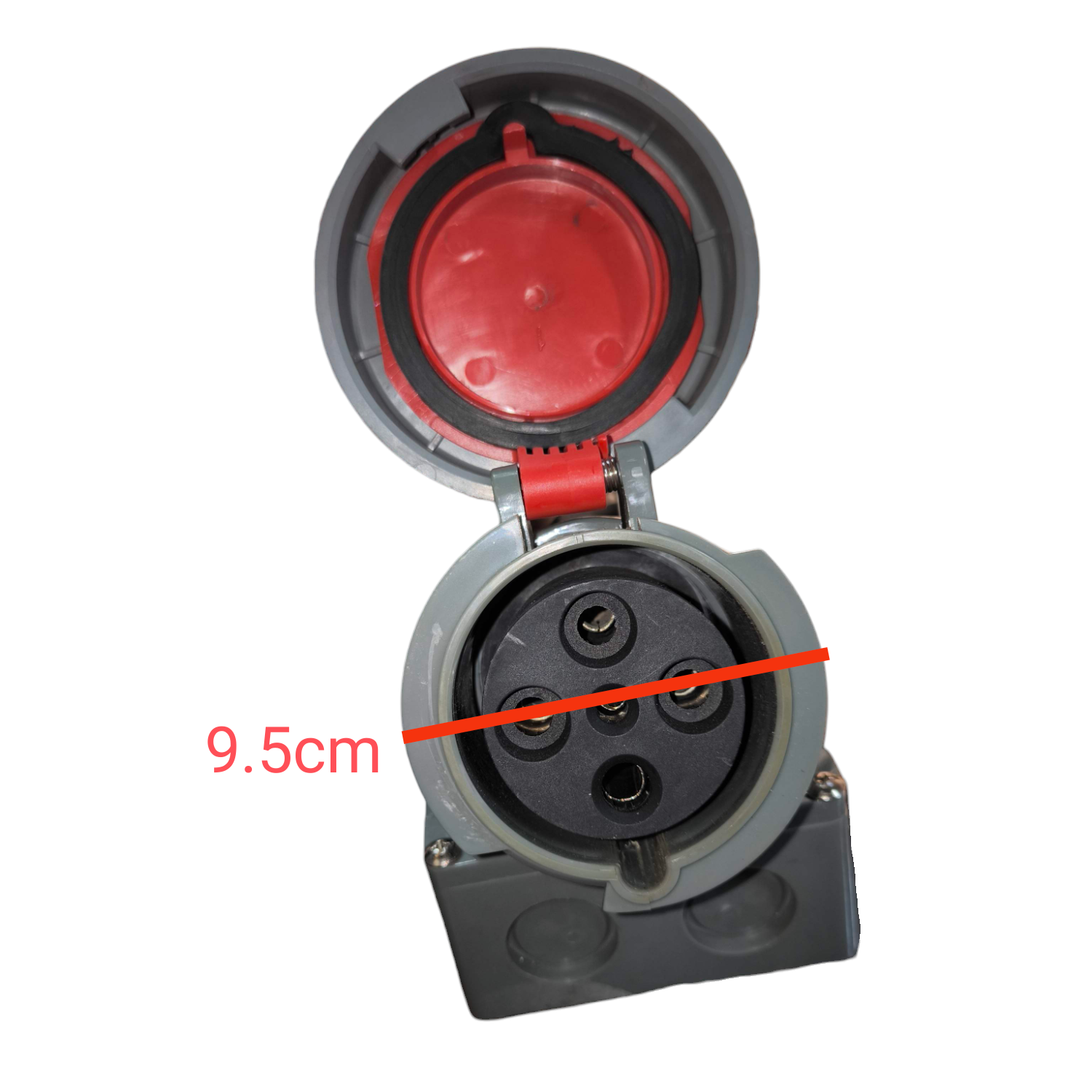 Sassin 4 Pins Industrial Outlet Wall Type with protective red cover for secure electrical connections