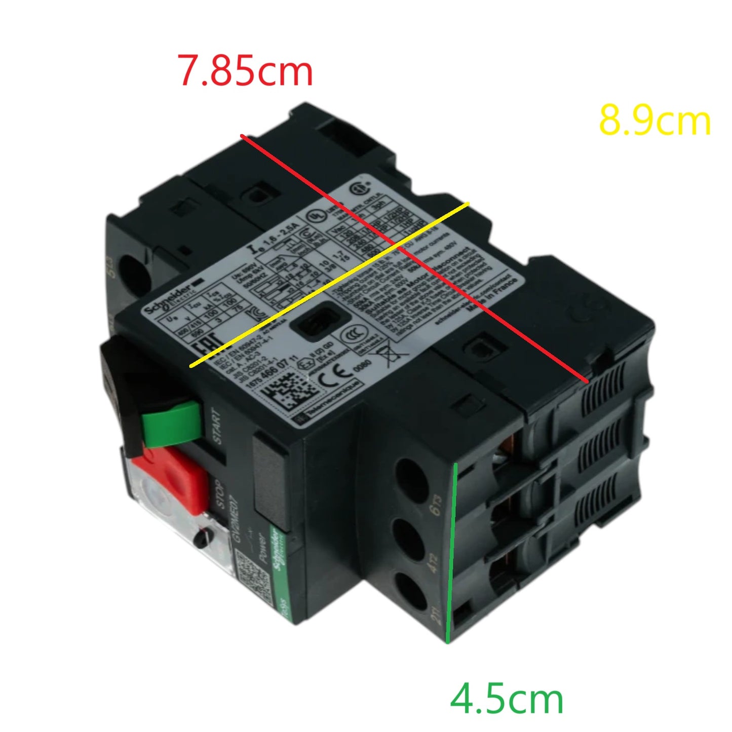 Schneider Motor Protection Circuit Breaker 3 Phase 1.6A to 2.5A Max 690V GV2ME07