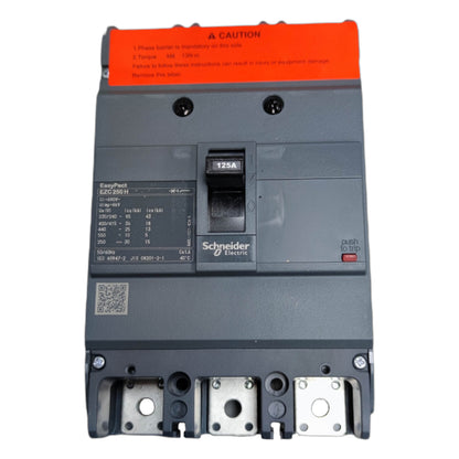 Schneider 125A 3 Pole Industrial Circuit Breaker 250AF 36KAIC 415V MCCB Easy Pact EZC250H3125 Electx Electrical Supply