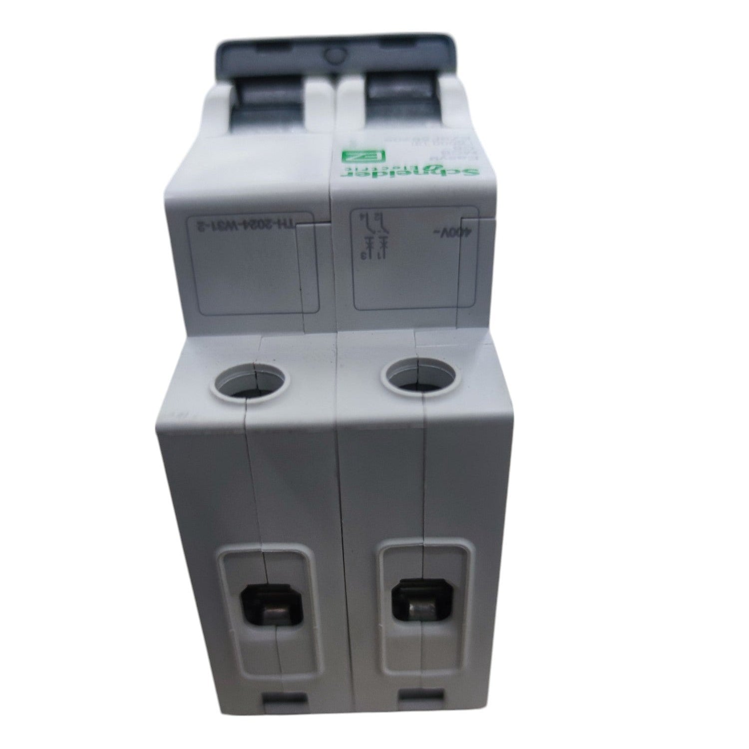 Electrical breaker switch on a white background