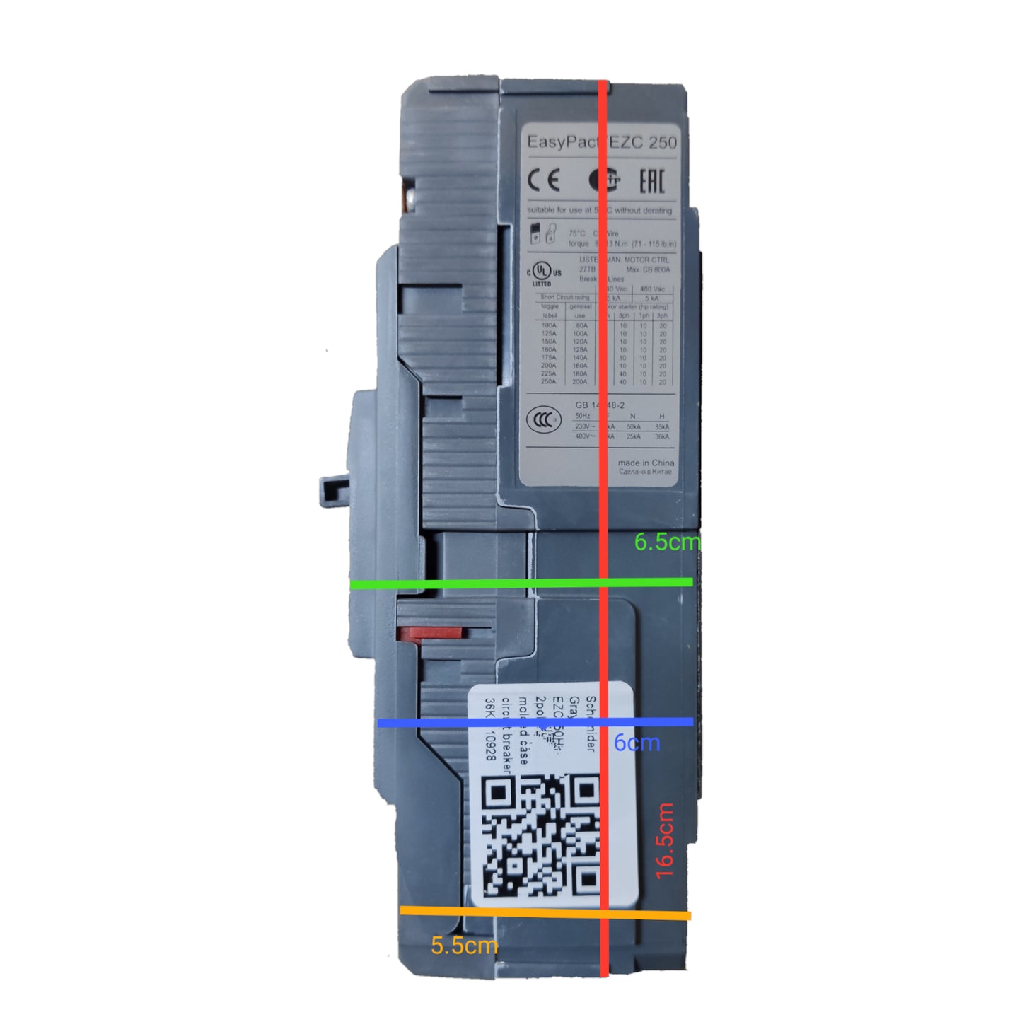 Schneider 225A 2 Pole MCCB Industrial Circuit Breaker Easy Pact Single Phase 36KAIC 250V EZC250H2225