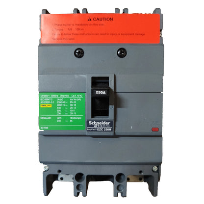 Schneider 250A 2 Pole MCCB Industrial Circuit Breaker Easy Pact Single Phase Industrial Type 36KAIC 250V EZC250H2250