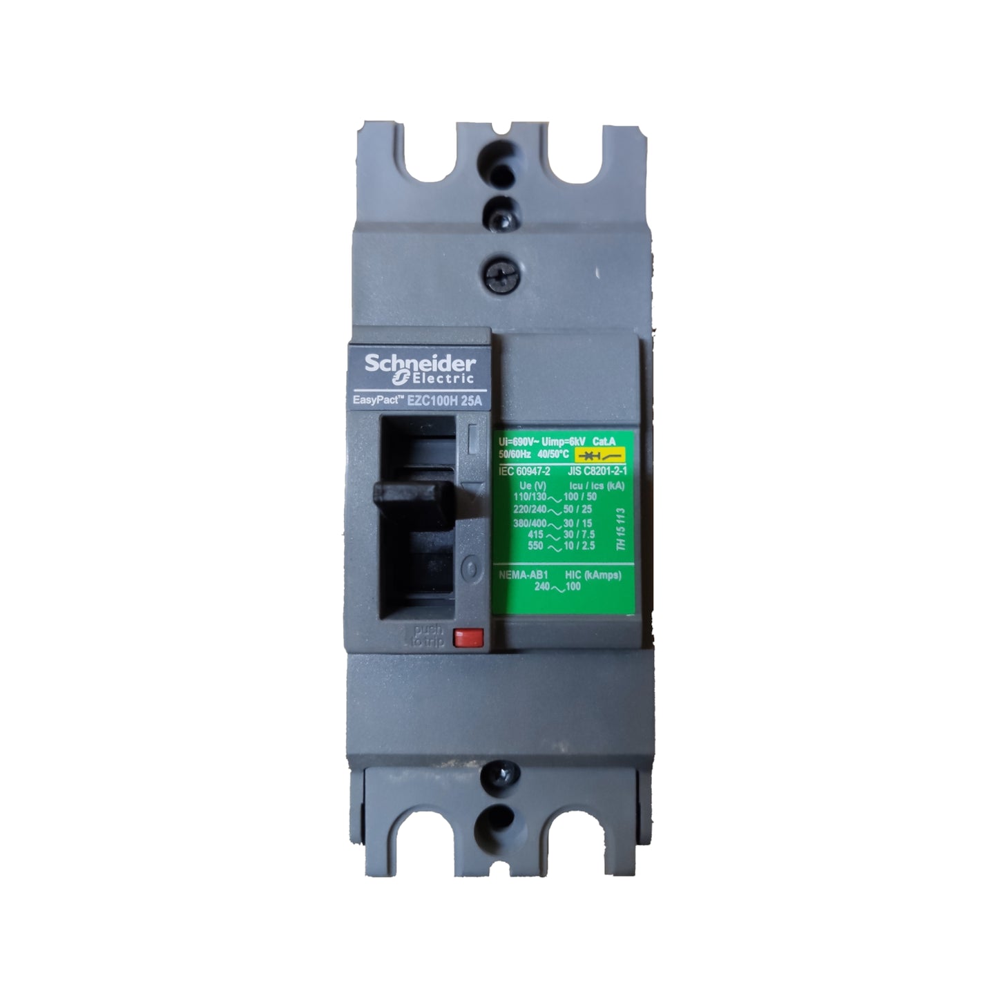Schneider 25A 2 Pole Breaker Industrial Easy Pact Single Phase Industrial Circuit Breaker EZC100H2025 25KAIC 250V MCCB