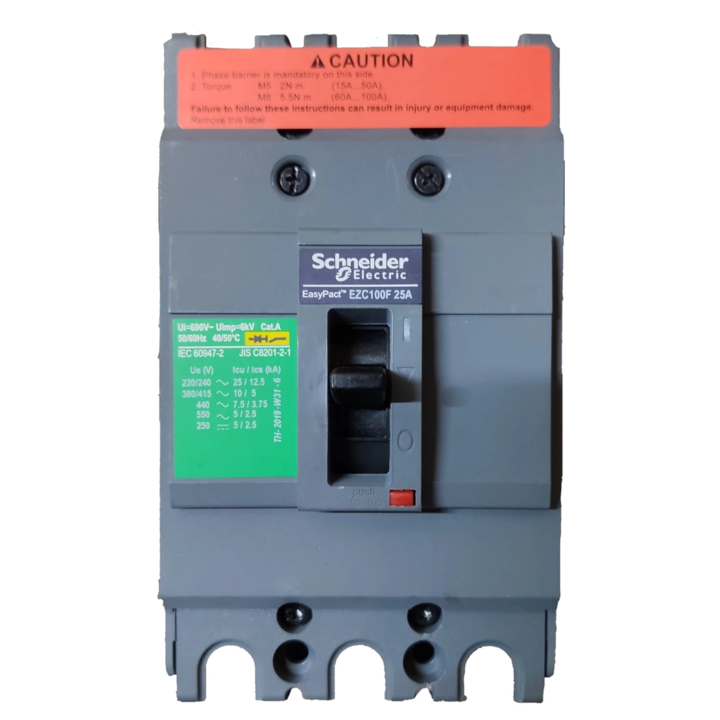 Schneider 25A 3 Pole 5KAIC 220V 100AF Industrial Circuit Breaker Type MCCB Molded Case Circuit Breaker Easy Pact EZC100F3025