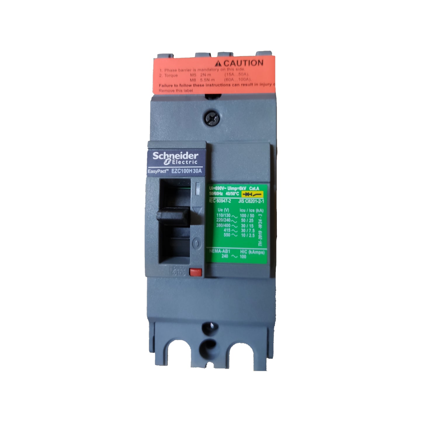 Schneider 30A 2 Pole Breaker Industrial Easy Pact Single Phase Industrial Circuit Breaker 25KAIC 250V EZC100H2030 MCCB