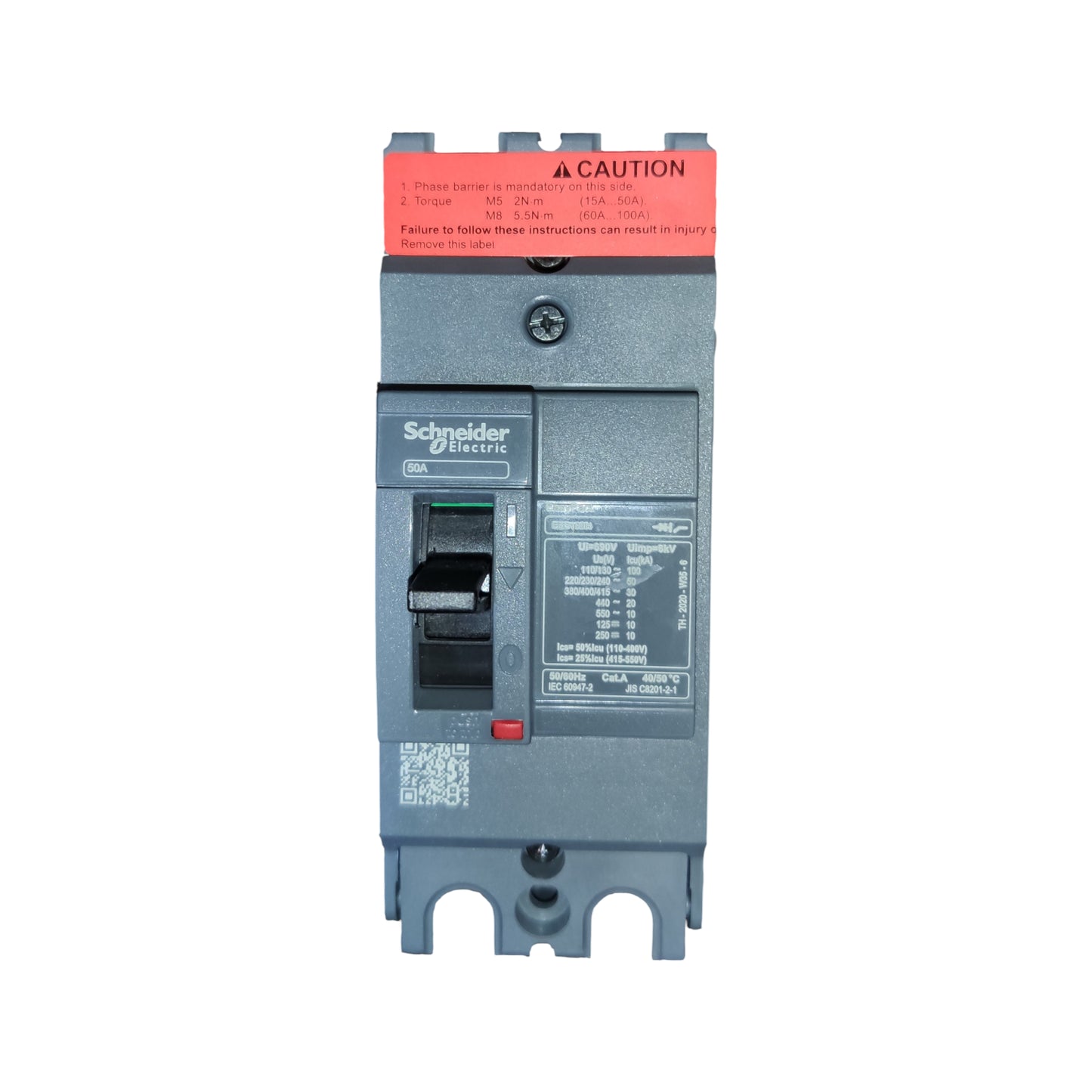 Schneider 50A 2 Pole Breaker Industrial Easy Pact Industrial Circuit Breaker 25KAIC 250V EZC100H2050 MCCB