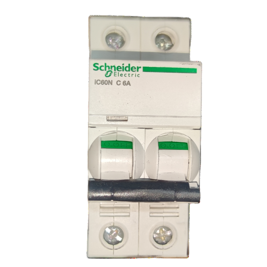 Schneider 6A 2 Pole 220V 6KAIC Miniature Circuit Breaker MCB A9F74206 iC60N 6A
