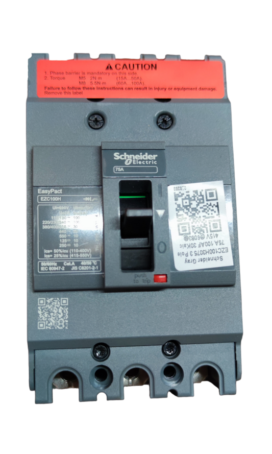 Schneider 75A 3P 10KAIC 220V MCCB Industrial Circuit Breaker EZC100H3075