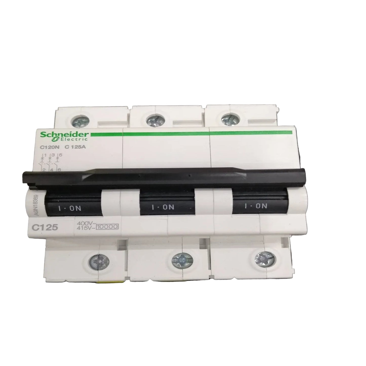 Schneider MCB C120N Circuit Breaker 3P 125A C curve 15kA 220V 10kA 415V A9N18369