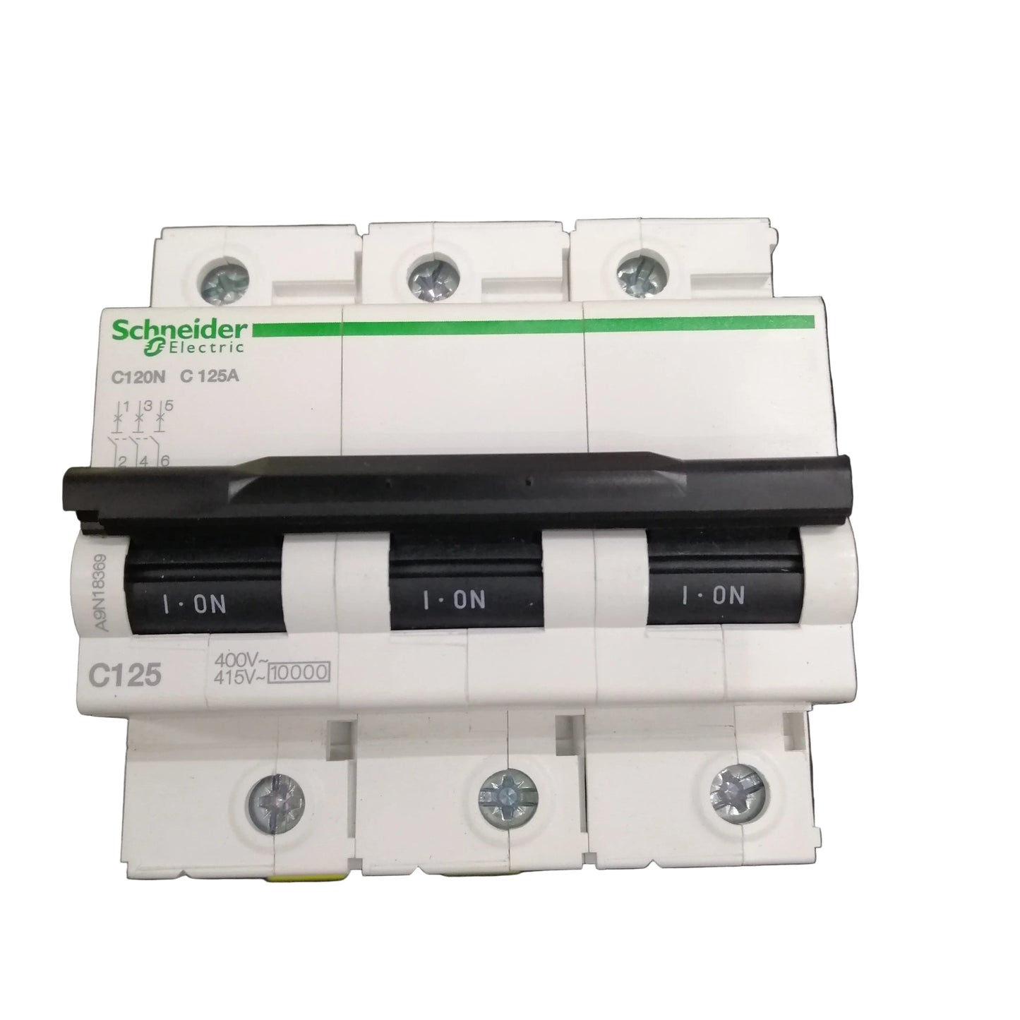 Schneider MCB C120N Circuit Breaker 3P 125A C curve 15kA 220V 10kA 415V A9N18369