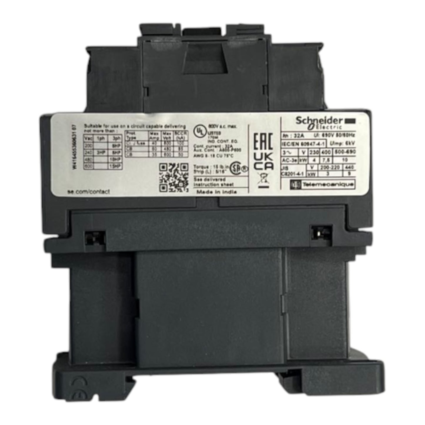 Schneider Magnetic Contactor LC1D18F7 110 Volts for electrical circuit applications