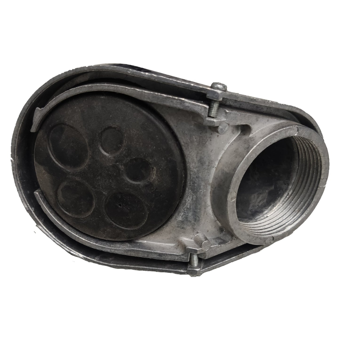 Metal mechanical component on a white background