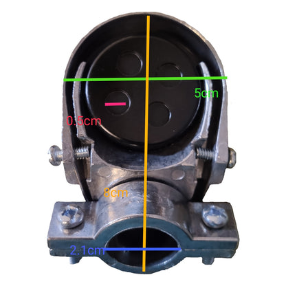 Mechanical component with measurements marked on a white background