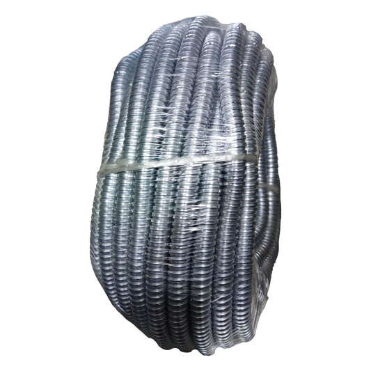 Coiled metal wire bundle on a white background