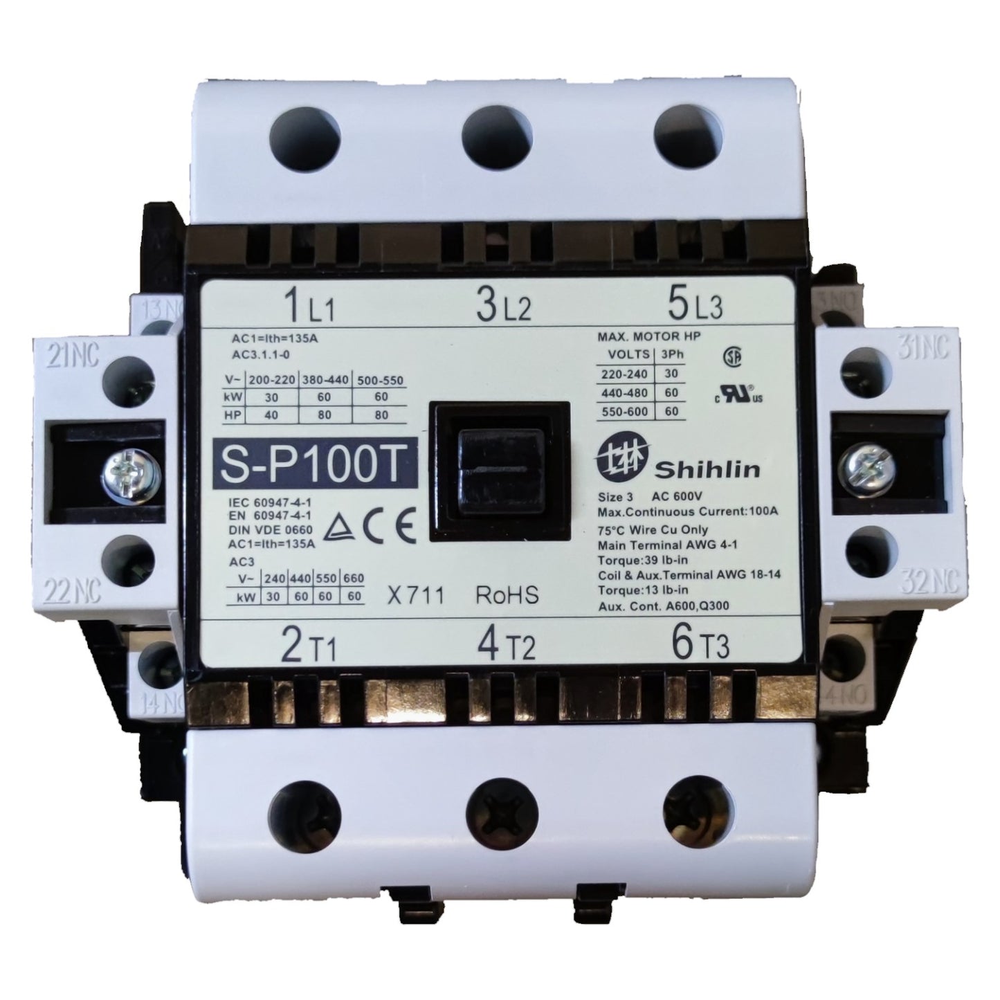 Shihlin contactor with technical specifications on a white background