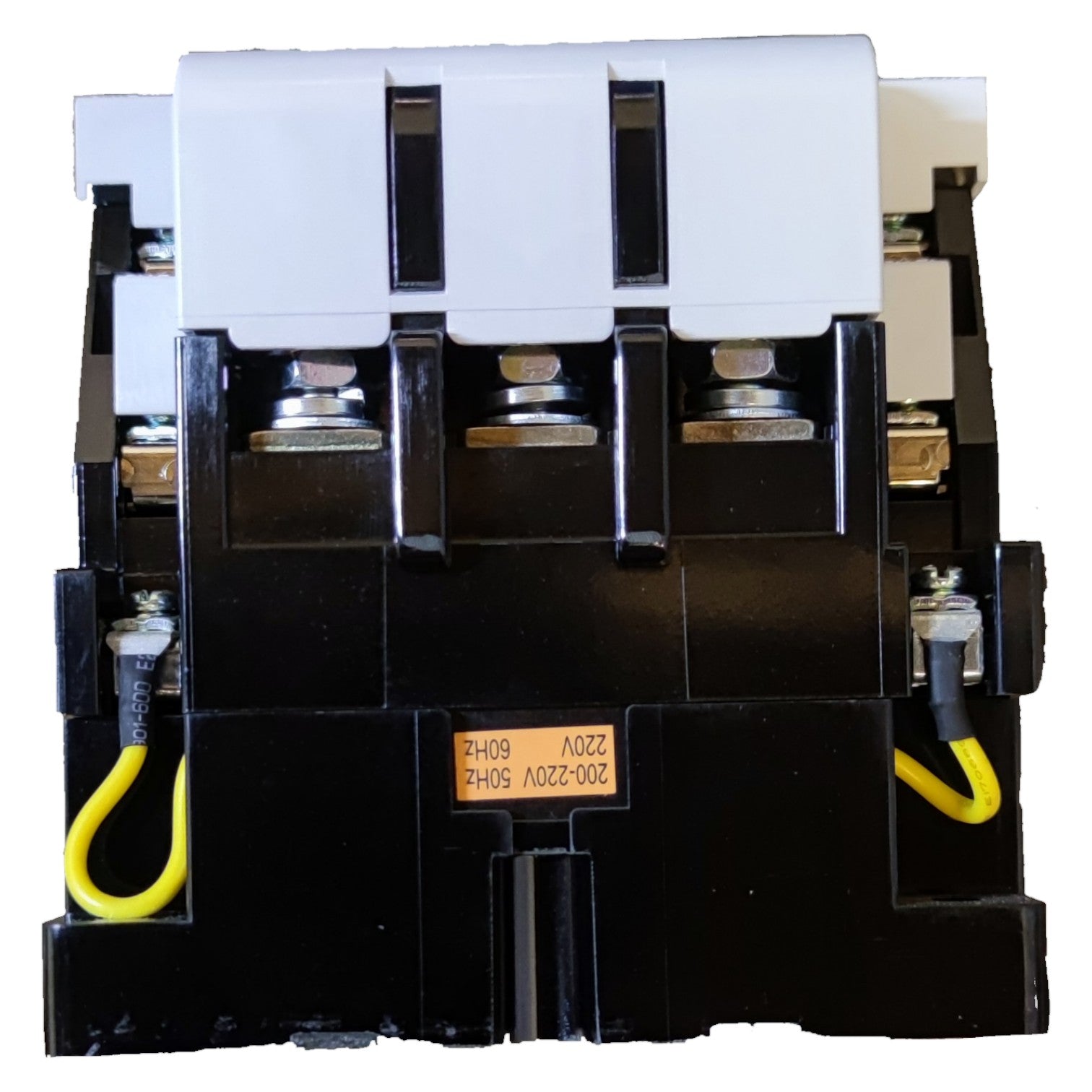 Electrical contactor with wiring on a white background
