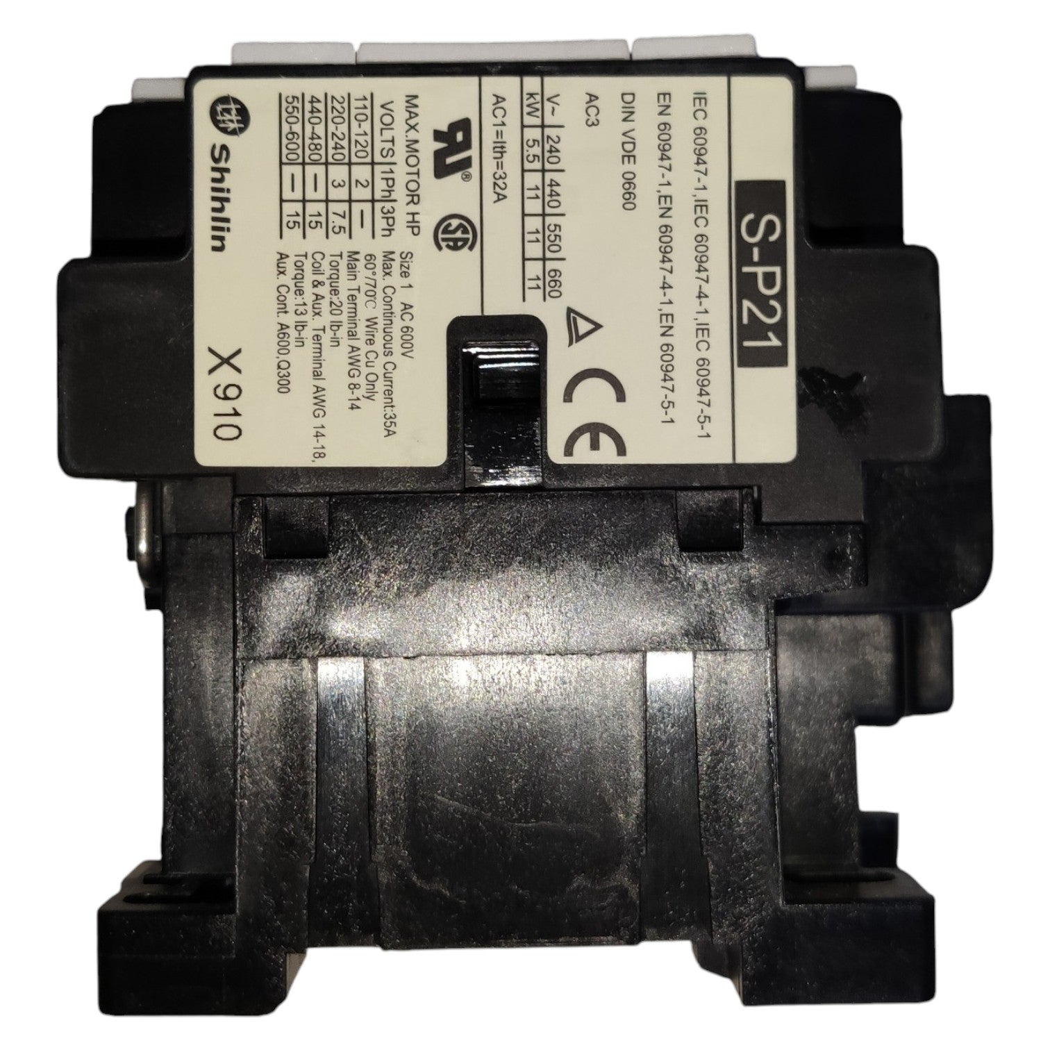 Electrical contactor with Shihlin branding on a white background