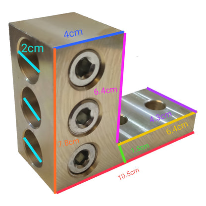 Metal block with dimensions labeled on a white background