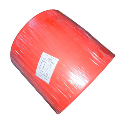 Red roll of plastic sheeting with a label on a white background