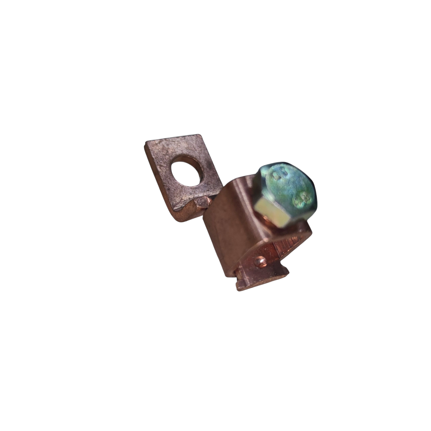 Small mechanical component with a greenish glass or ceramic ball on a white background Solderless Terminal Lugs 30mm - 60mm Wire Size Copper SA-175
