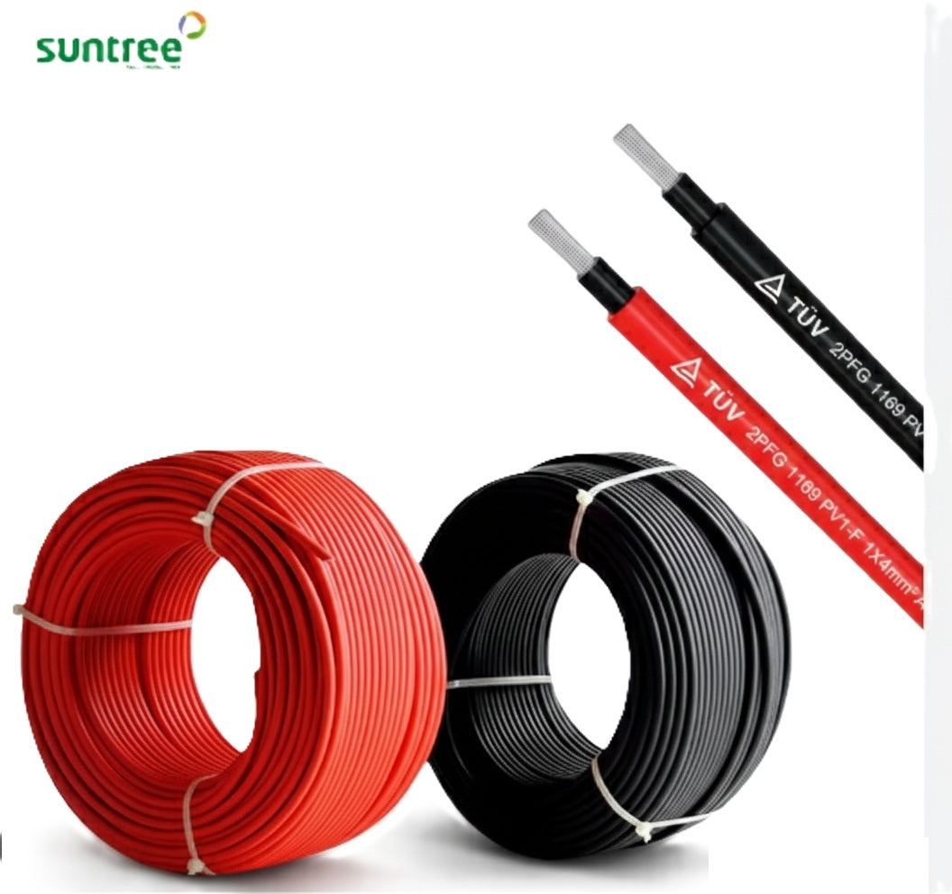 Suntree Single Core DC Solar Cable 1500V 1 x 4mm² 100m/roll Red Electx