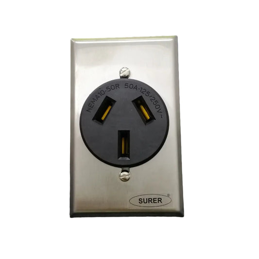 Surer 13-171 NEMA 10-50R Power Outlet, Flush Mount (50A 250V) 3P 3-Wire