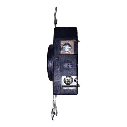 Black mechanical component with metal hooks on a white background Surer 15A 125V Twist Lock Outlet 2P+E L5-15R 162 Twist to Lock Outlet Electx Electrical Supply