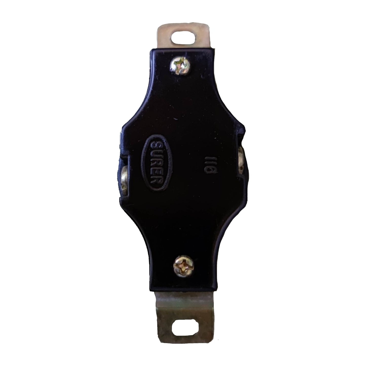 Black automotive relay with 'Super' branding on a white background Surer 20A 250V Twist Lock Outlet 116 Twistlock Outlet Flush Type Twist to Lock Electx Electrical SUpply