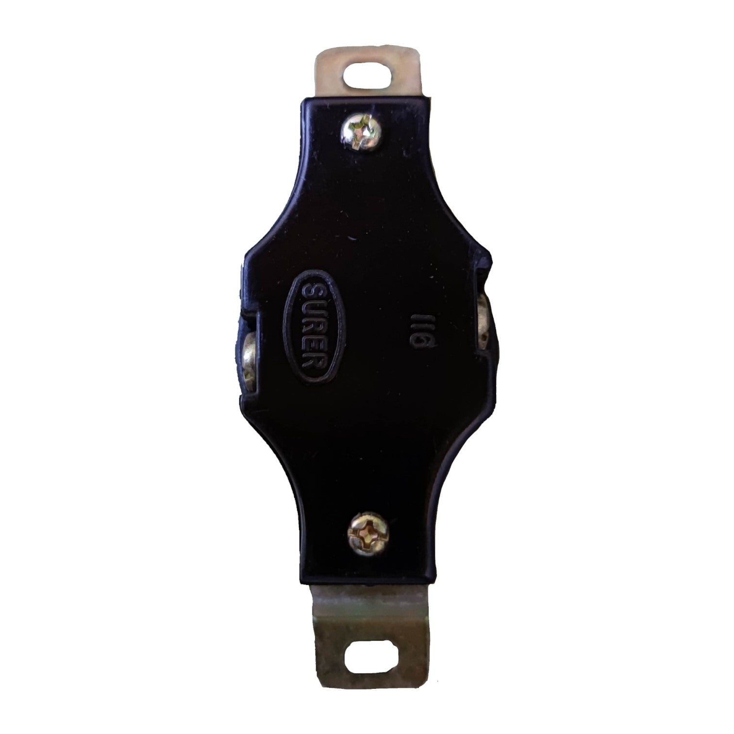 Black automotive relay with 'Super' branding on a white background Surer 20A 250V Twist Lock Outlet 116 Twistlock Outlet Flush Type Twist to Lock Electx Electrical SUpply