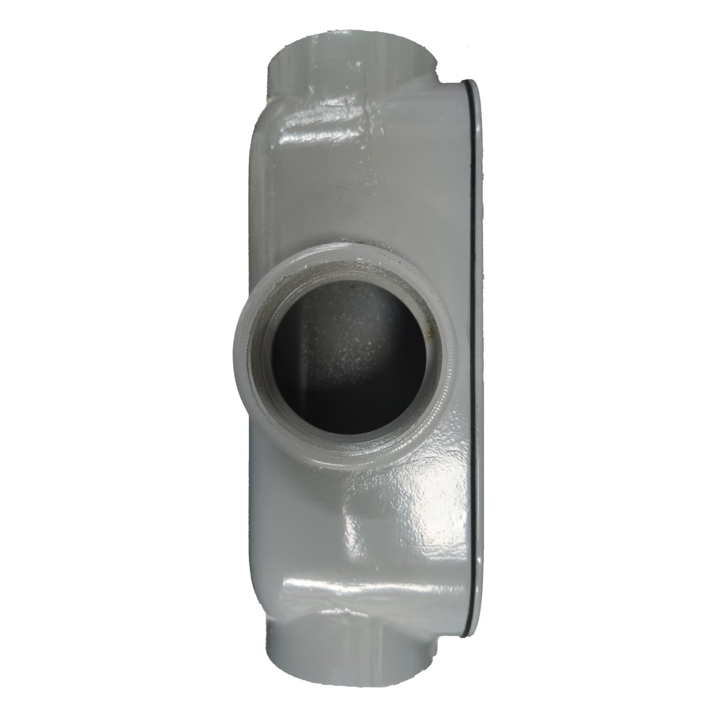 Metal pipe fitting on a white background
