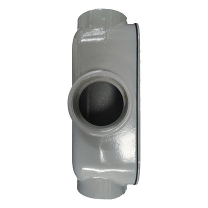 Metal pipe fitting on a white background