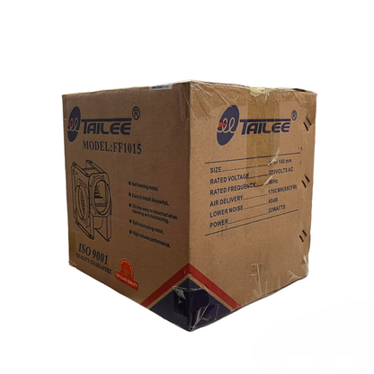 Tailee exhaust fan in packaging box with model and specifications for suction fan or blower fan