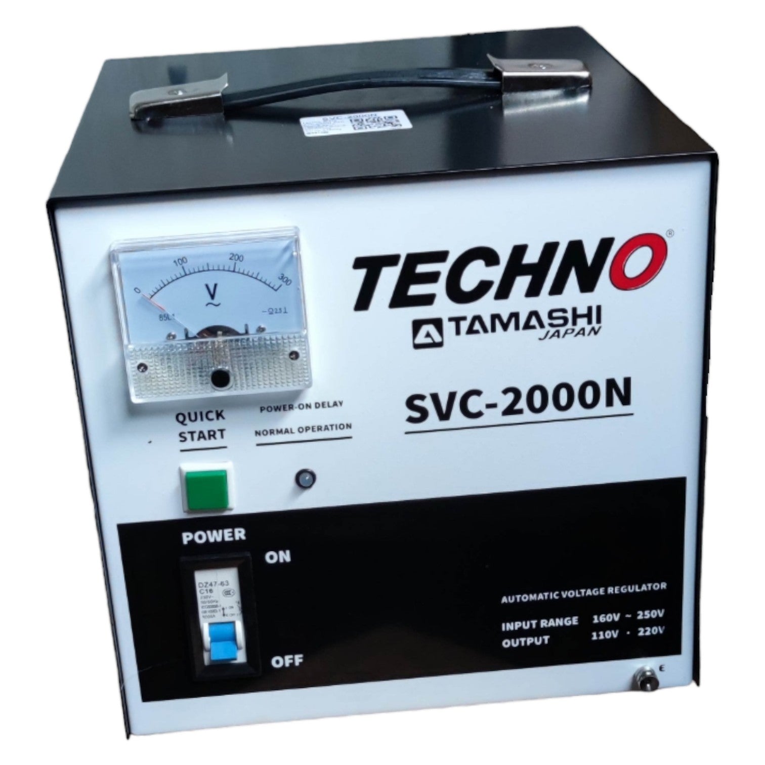 Techno Tamashi SVC-2000N voltage regulator on a white background