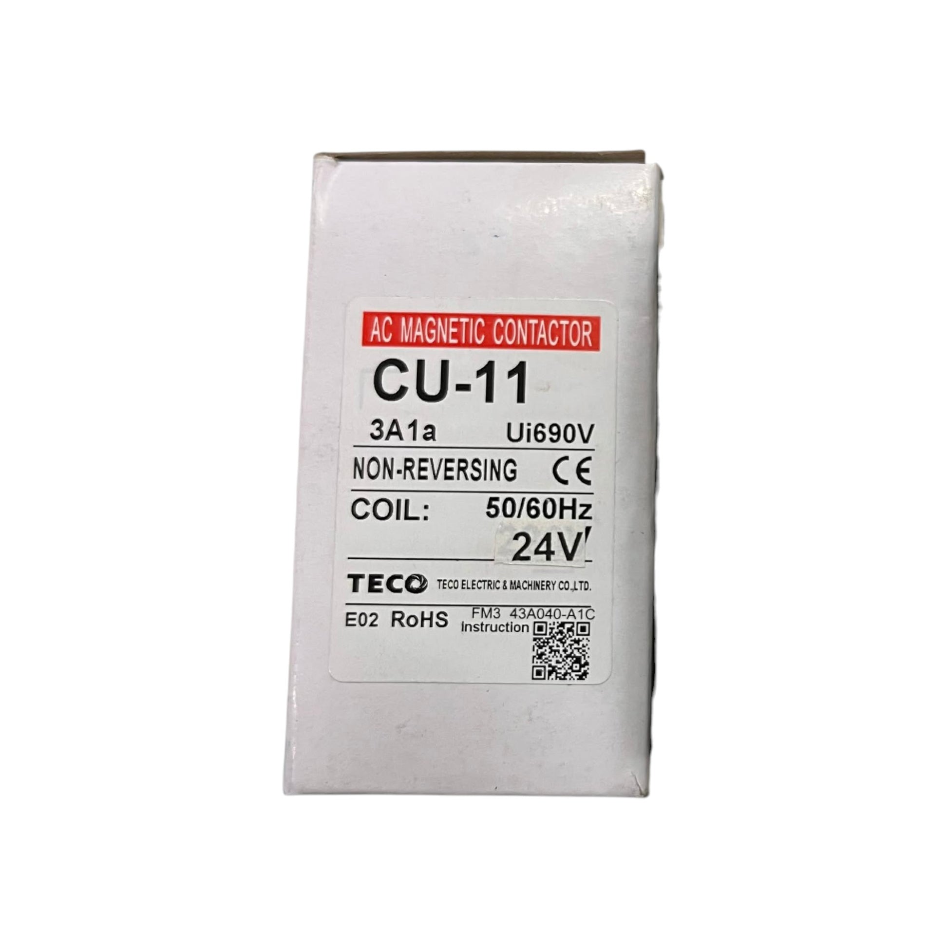 AC magnetic contactor CU-11 with Teco branding on a white background