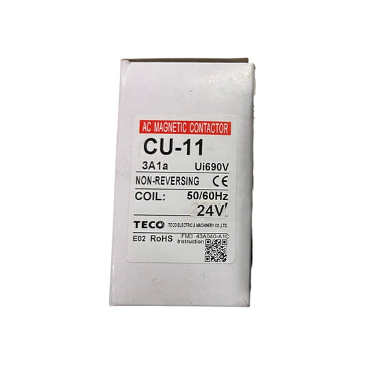 AC magnetic contactor CU-11 with Teco branding on a white background