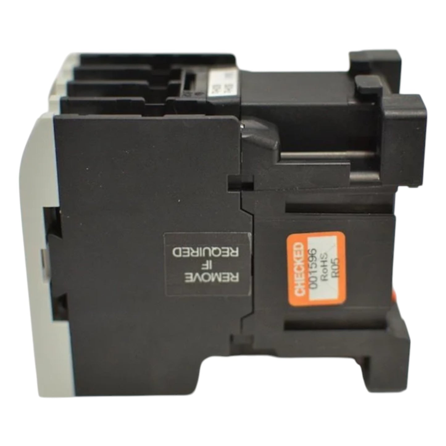 Electrical circuit breaker with labels on a white background