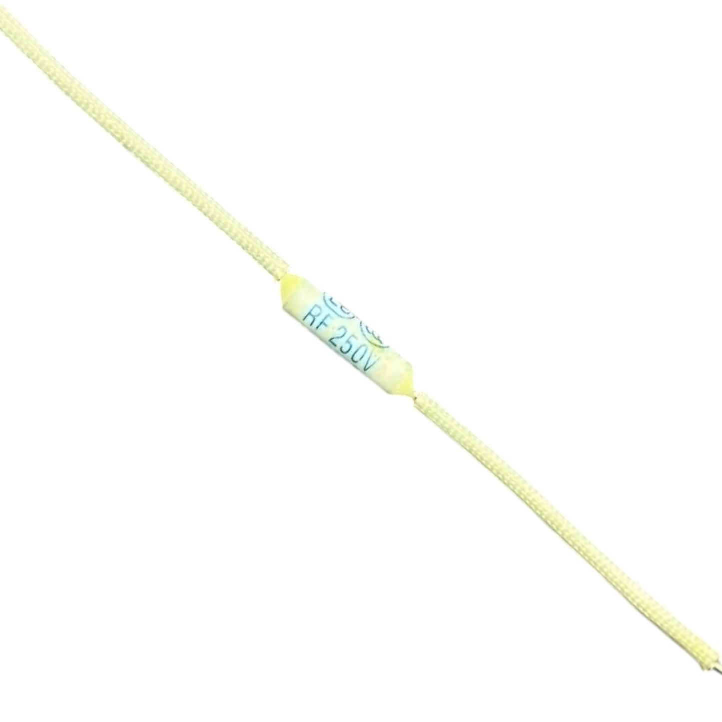 Yellow fishing rod with a visible brand label on a white background