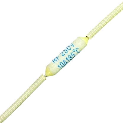 Yellow ceramic fuse with text on a white background